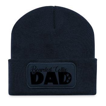 Bearded Collie Dad - Hundepapa lustiger Spruch - Recycelte Patch Beanie - French Navy - Vorne