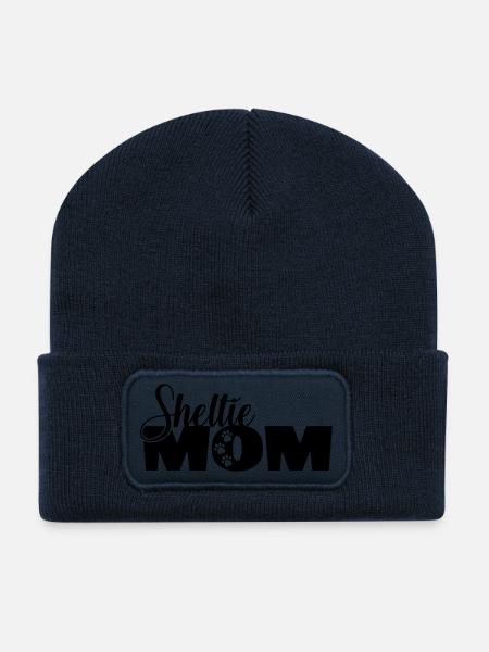 Sheltie Mom - Shetland Sheepdog Hundemama - Recycelte Patch Beanie - French Navy