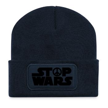 paix arrêter les guerres - Beanie recyclé à patch - bleu marine - Devant