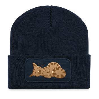 sleeping cat - Recycelte Patch Beanie - French Navy - Vorne