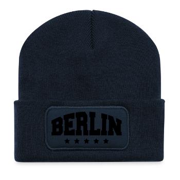 berlin_af1 - Beanie recyclé à patch - bleu marine - Devant
