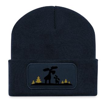 Weihnachten - Elche - Recycelte Patch Beanie - French Navy - Vorne