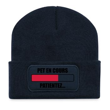 Pet en cours Patientez... - Beanie recyclé à patch - bleu marine - Devant