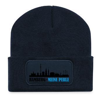 hamburg_meine_perle_02 - Recycelte Patch Beanie - French Navy - Vorne
