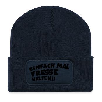 EINFACH MAL DIE FRESSE HALTEN - Recycelte Patch Beanie - French Navy - Vorne