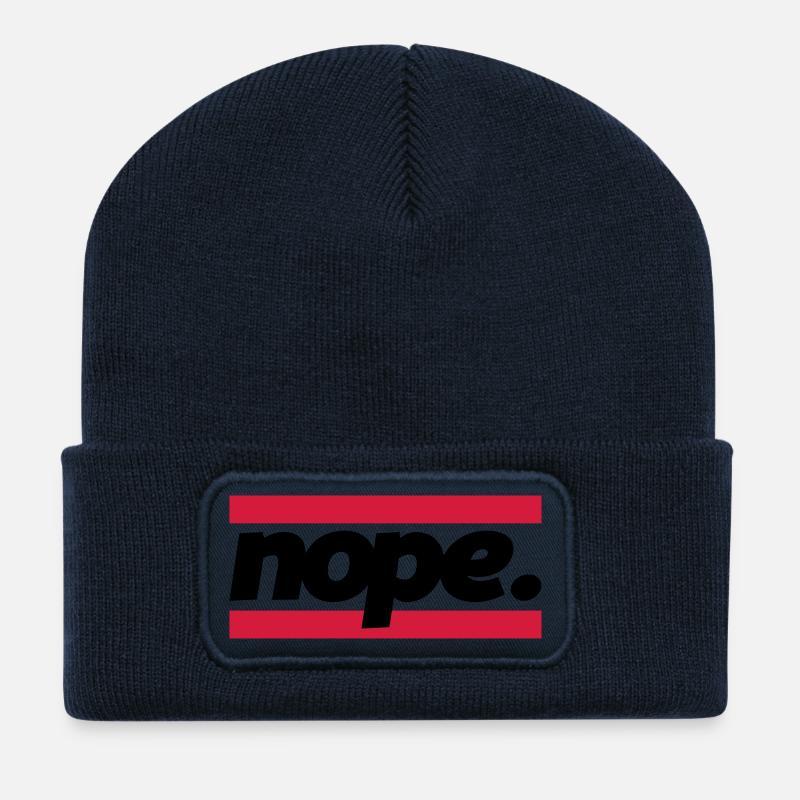 nope graphic - Recycelte Patch Beanie - French Navy