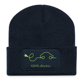 100 % électrique – voiture verte à service régulier - Beanie recyclé à patch - bleu marine - Devant