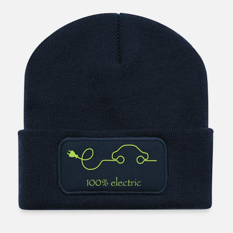 100% Electric – Grüne Linienauto - Recycelte Patch Beanie - French Navy