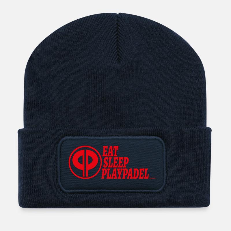 Essen, Schlaf, Spielen, Padel-Logo - Recycelte Patch Beanie - French Navy