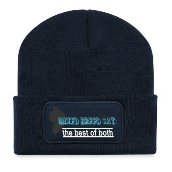 Best of both, Katzen Sprüche, Silhouetten - Recycelte Patch Beanie - French Navy - Vorne