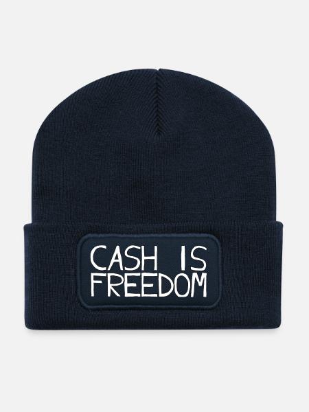 CASH IS FREEDOM - Recycled Patch Beanie - french navy