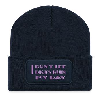 Je ne laisse pas les idiots gâcher ma journée - Beanie recyclé à patch - bleu marine - Devant