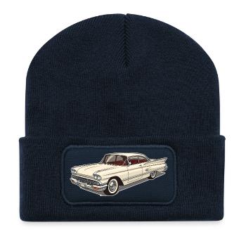 Klassischer Oldtimer - Elegantes Retro-Autodesign - Recycelte Patch Beanie - French Navy - Vorne