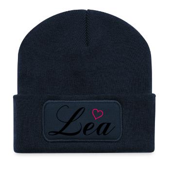 name lea - Recycelte Patch Beanie - French Navy - Vorne