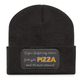 Pizza schreien - Recycelte Patch Beanie - Dunkelgrau - Vorne