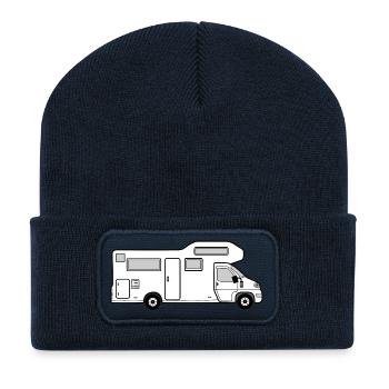 White camper minimalist camping design - Recycled Patch Beanie - french navy - Front