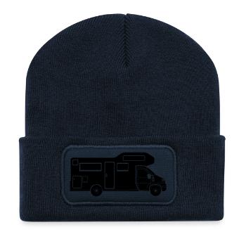 Wohnmobil-Silhouette – schlichtes Camping-Design - Recycelte Patch Beanie - French Navy - Vorne