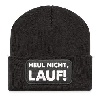 heul nicht lauf - Recycelte Patch Beanie - Dunkelgrau - Vorne