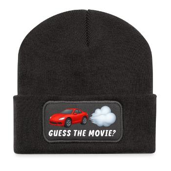 Sportwagen und Wolken Motive für Abenteuer - Recycelte Patch Beanie - Dunkelgrau - Vorne