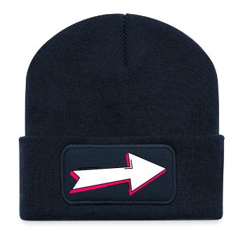 Abstrakte Neon Pfeil Illustration - Recycelte Patch Beanie - French Navy - Vorne