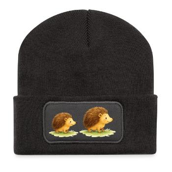 Hérissons mignons pour les vêtements des enfants - Beanie recyclé à patch - charbon - Devant