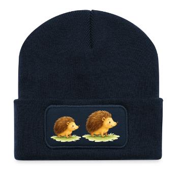 Niedliche Igel für Kinderkleidung - Recycelte Patch Beanie - French Navy - Vorne