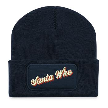 Design de Noël du Père Noël - Beanie recyclé à patch - bleu marine - Devant