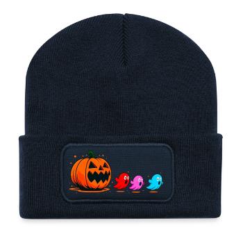 Citrouille d’Halloween Gamer - Beanie recyclé à patch - bleu marine - Devant
