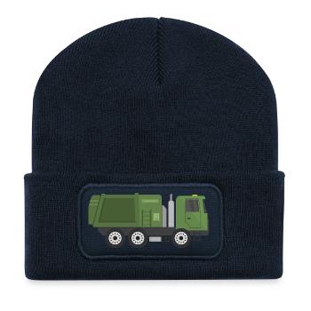Camion à ordures - Beanie recyclé à patch - bleu marine - Devant