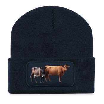 zwei Kühe - Recycelte Patch Beanie - French Navy - Vorne
