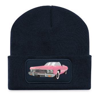 Blanks de voitures roses - Beanie recyclé à patch - bleu marine - Devant