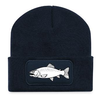 Fish Trout Angler T-shirt Gift Angler - Recycled Patch Beanie - french navy - Front