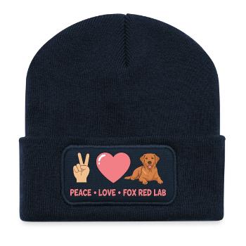 Peace Love Fox Red Lab - Recycelte Patch Beanie - French Navy - Vorne
