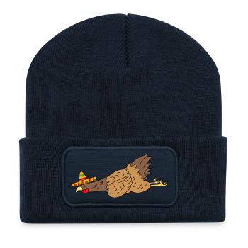 Funny Chicken Sombrero Tired Cinco De Mayo Fiesta  - Recycled Patch Beanie - french navy - Front