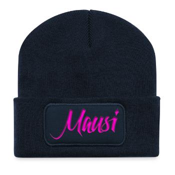 Mausi_Spruch - Recycelte Patch Beanie - French Navy - Vorne