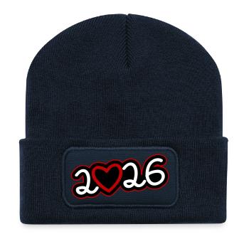 Cœur 2026 - Beanie recyclé à patch - bleu marine - Devant