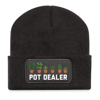 Urban Jungle: Dein lokaler Pot Dealer - Recycelte Patch Beanie - Dunkelgrau - Vorne