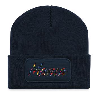 Blütenwellen Muster - Recycelte Patch Beanie - French Navy - Vorne