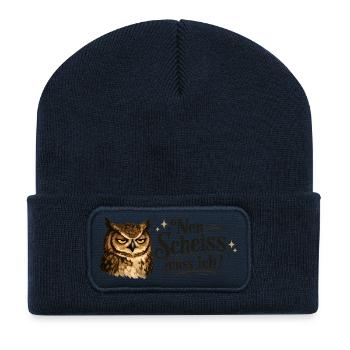 Nen Scheiss muss ich frecher Spruch - Recycelte Patch Beanie - French Navy - Vorne