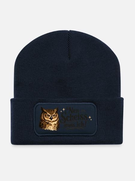 Nen Scheiss muss ich frecher Spruch - Recycelte Patch Beanie - French Navy