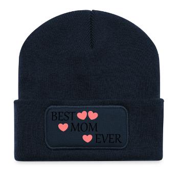 Muttertags Geschenk Mutter Muttertag Geschenkidee - Recycelte Patch Beanie - French Navy - Vorne