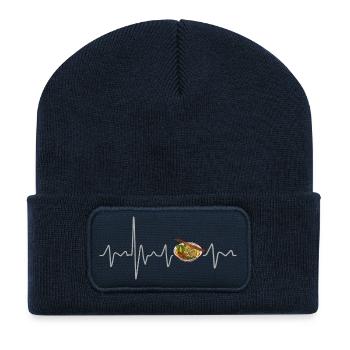Pho Suppe mit Heartbeat Nudelsuppe Vietnam Design - Recycelte Patch Beanie - French Navy - Vorne