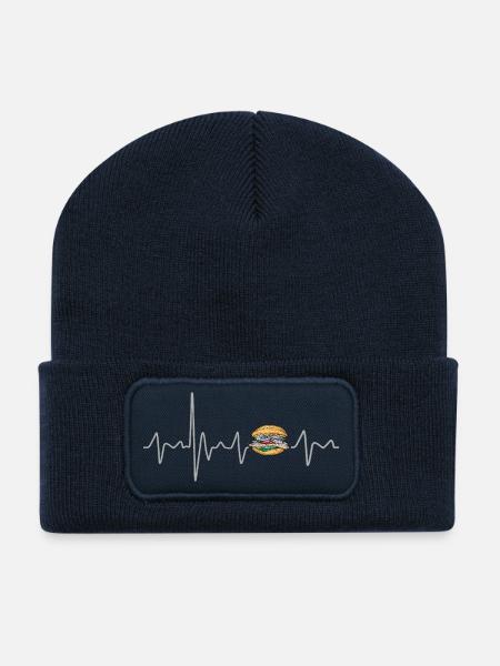 Fischbrötchen mit Heartbeat Matjes Design - Recycelte Patch Beanie - French Navy