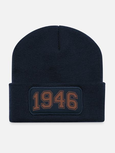 Retro Adventure 80 Jahre altes Octagenarian Geschenk 1946 - Recycelte Patch Beanie - French Navy