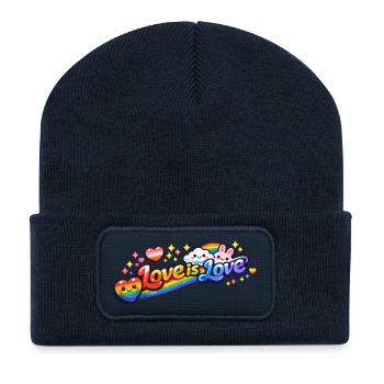 L’amour est l’amour - Beanie recyclé à patch - bleu marine - Devant