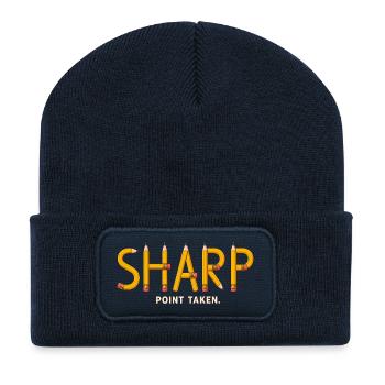 SHARP – Punkt verstanden | Spaßiges Bleistift-Wortspiel - Recycelte Patch Beanie - French Navy - Vorne