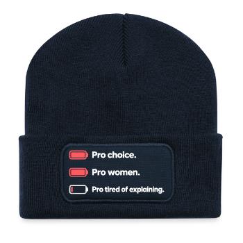 Pro Choice Pro Women Pro Tired Of Explaining - Recycelte Patch Beanie - French Navy - Vorne