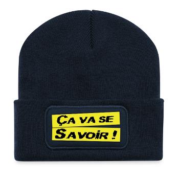 Ca va se savoir - Beanie recyclé à patch - bleu marine - Devant