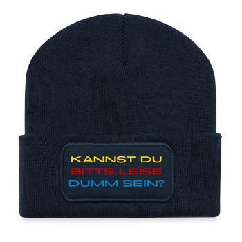 Leise Dumm Sein Typo Kontrast - Recycelte Patch Beanie - French Navy - Vorne