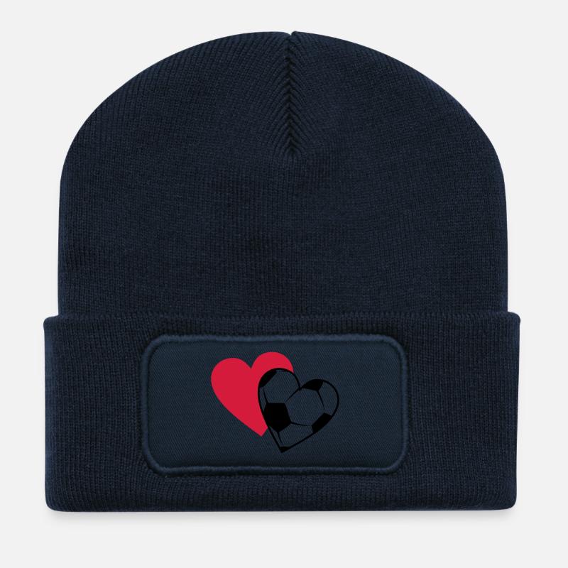 coeurs de football, couleur au choix - Beanie recyclé à patch - bleu marine